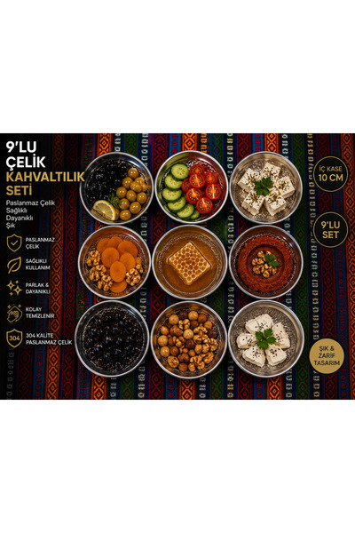 Layla Copper Kahvaltı Takımı Çelik Kahvaltılık Desenli Çerezlik Kahvaltılık