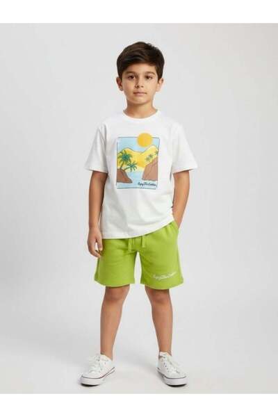 Zekids Σετ βαμβακερό σορτς με στάμπα τοπίου για αγόρια