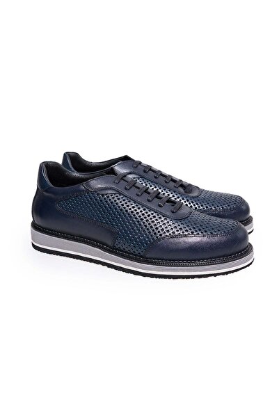 FRANCO CALVANI Dark Blue Color Lace-Up Genuine Leather Men's Shoes