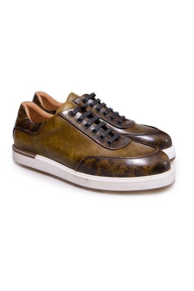 FRANCO CALVANI Green Color Lace-Up Genuine Leather Men's Shoes