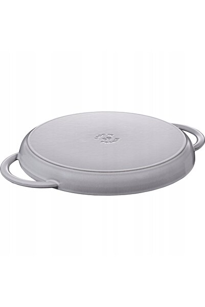 STAUB Tigaie grill rotundă din fontă de 30 cm cu două mânere, grafit