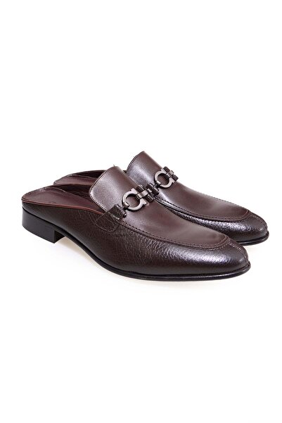FRANCO CALVANI Brown Laceless Genuine Leather Men's Half Shoes