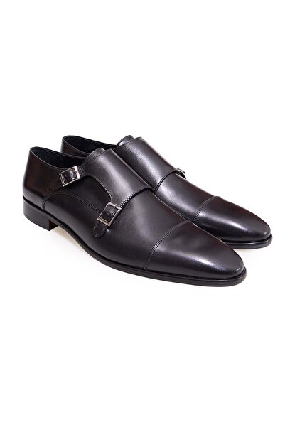 FRANCO CALVANI Black Color Laceless Genuine Leather Men's Shoes