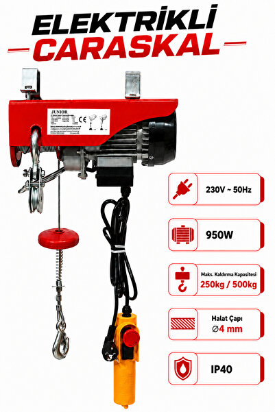 Badem10 Junior PA500 Elektrikli Vinç Caraskal 250/500 Kg 20 Metre Halatlı Kum...