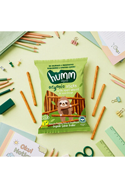 Humm Organic Organik Kavuzlu Buğday Unlu ve Ekşi Mayalı Çubuk Kraker - 12 Adet