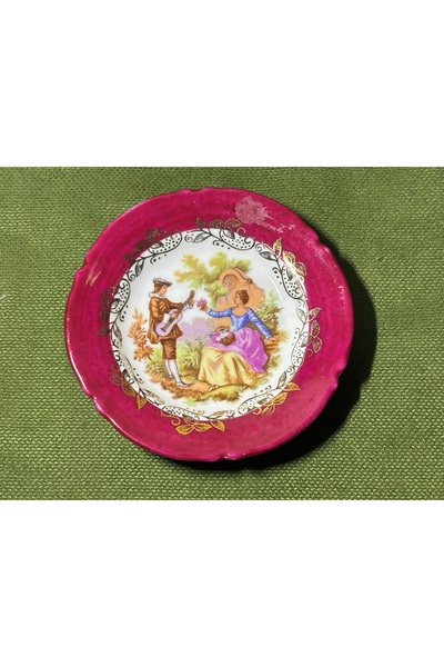 Fransız Limoges Limoges Mini Decorative Plate - 8 cm in Diameter