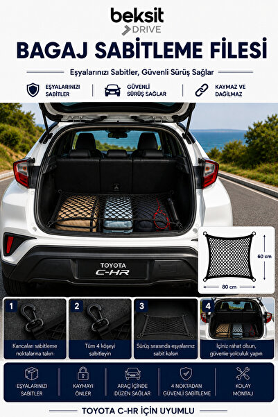 BEKSİT DRIVE Bagaj Sabitleme Filesi Toyota C-HR Uyumlu (60x80cm)