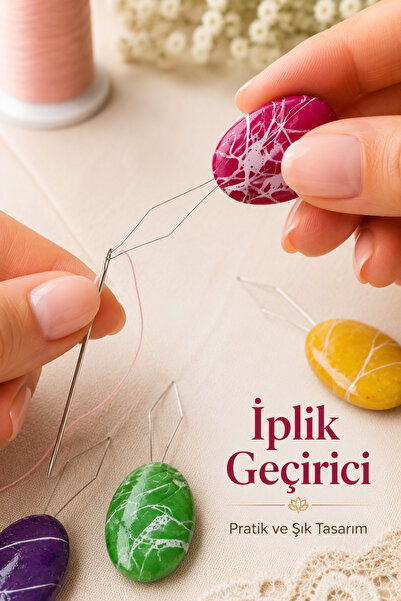 LİVA CRAFT Art & Craft 3'lü İğneden İplik Geçirme Aparatı, Dekoratif Taş Görü...