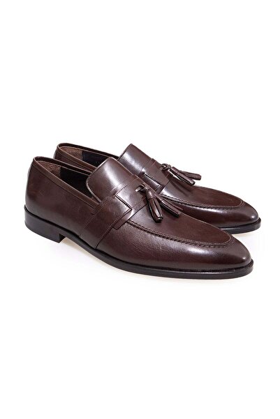 FRANCO CALVANI Brown Laceless Genuine Leather Leather Sole Men's Shoes