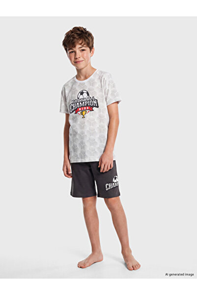 LC Waikiki Esvab • Modern & Distinctive Zero Roba Collar Boys' Shorts Pajama Set