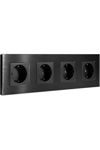 Navaris Quadruple socket, flush-mountable, with aluminum frame, 30 x 8.5 cm, ...