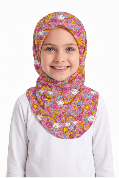 yıldızsoy Renkli Desenli 80x80 Kız Çocuğu Kuran Kursu Eşarp