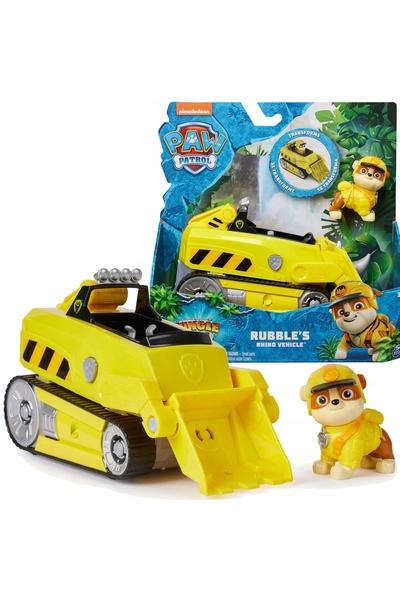 PAW PATROL VEHICUL DE PATRULARE PSI FIGURINA RUBBLE'A+ SET CĂțeluși din Jungl...