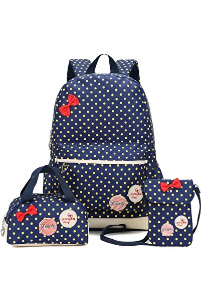 NO BRAND Set școlar elegant 3-în-1 pentru fetițe: Rucsac, Penar și Borsetă