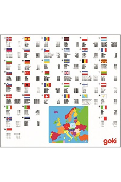 Goki Puzzle pentru copii, hartă a Europei, cu 35 de piese