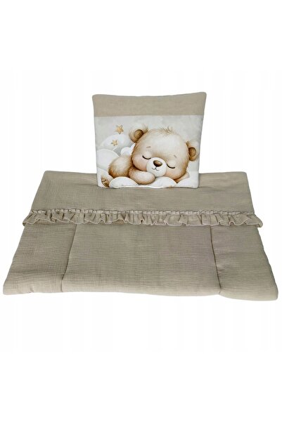 NO BRAND Set de lenjerie de pat pentru pătuț cu volane din muselină 75x100 + ...