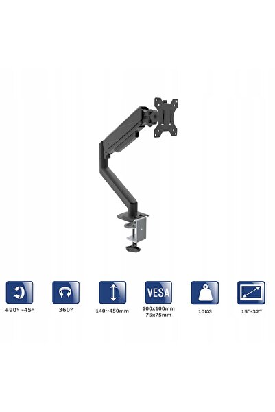 Akyga Suport de birou ak-mb-05 cu braț pe gaz VESA 15-32 10kg