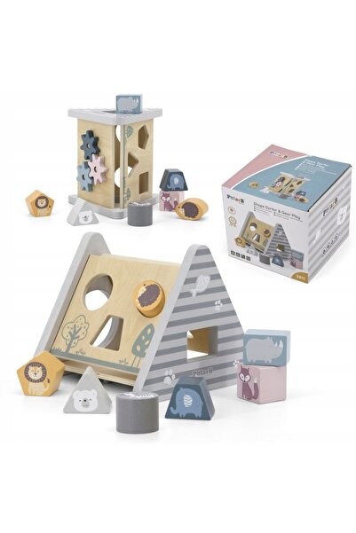 NO BRAND Jucărie educativă sortator de grinzi din lemn, puzzle cu blocuri col...