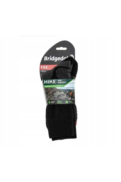 NO BRAND Șosete de trekking Bridgedale Hike Mid Merino P Boot - negre 44-47
