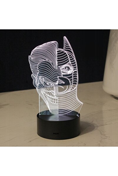 NO BRAND LAMPĂ 3D LED BATMAN+JOKER FILM DC JUSTICE LEAGUE 16 CULORI +TELECOMANDĂ