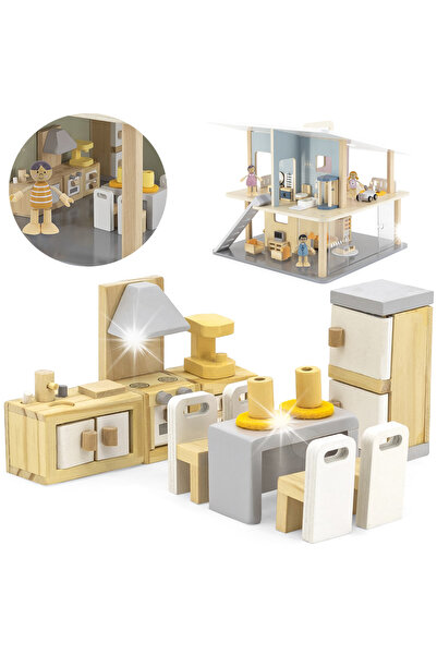 NO BRAND VIGA PolarB Set de mobilier pentru casă de păpuși Bucătărie Sufragerie