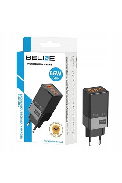 NO BRAND Beline Ład. siec. 2x USB-C + 1x USB 65W negru (doar capul) PD 3.0 + Q