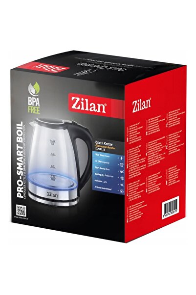 NO BRAND Fierbător electric Zilan din sticlă cu LED 1800 W Negru