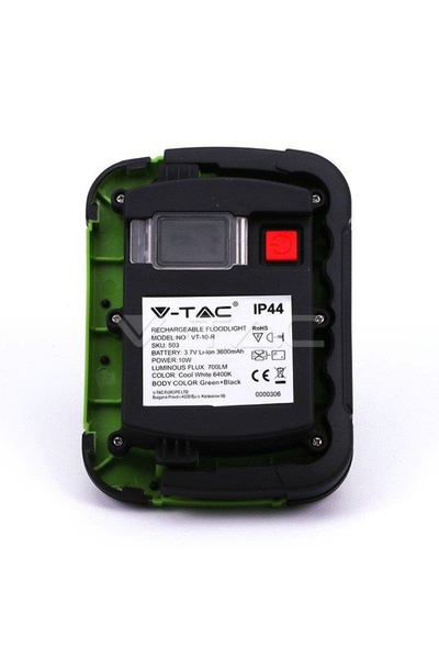 V-TAC Proiector LED pentru camping, reîncărcabil USB, 10W, verde, SAMSUNG