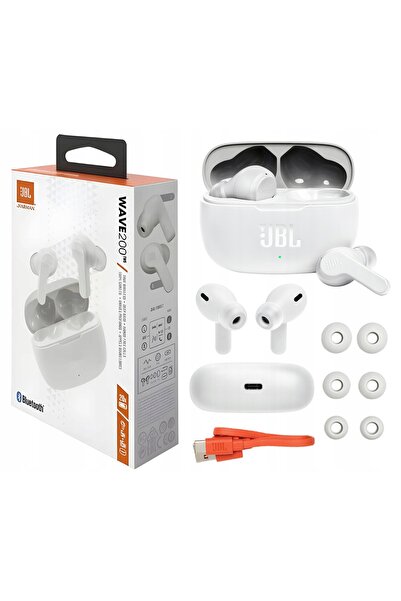 JBL WAVE 200 Căști wireless TWS Bluetooth 5.0 cu bas, intraauriculare, albe