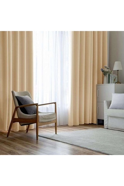 NO BRAND Draperie termoizolantă opacă cu inele, bej deschis, 140x245cm, 2 bucăți