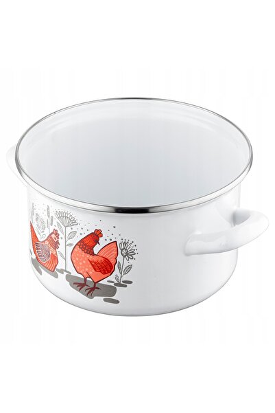 NO BRAND Oală emailată Pleszew Rubinka 18cm 2.6L Albă, pentru inducție și gaz