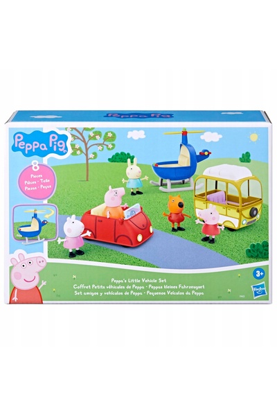 NO BRAND Set figurine PEPPA Piggy: Rulotă, Mașină, Elicopter, 5 figurine