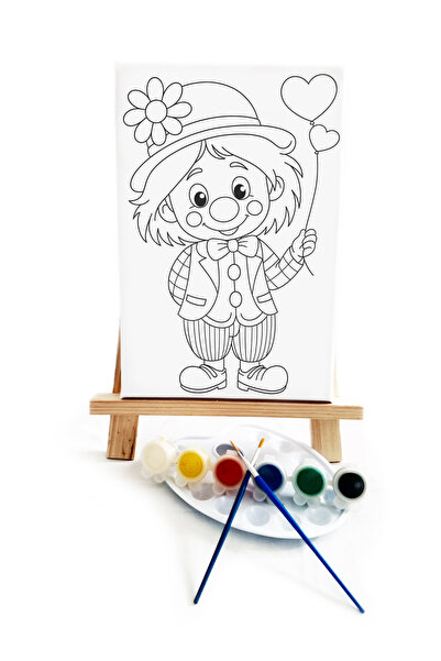 lilafil Clown with Balloons Kids Painting Set - Pre-Primed Canvas, 2 Brushes,...