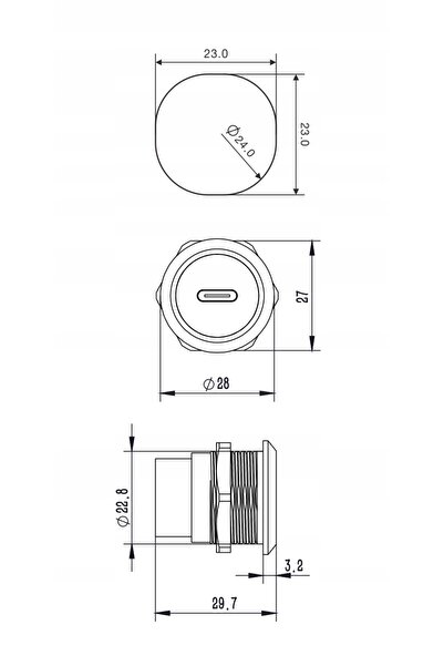 NO BRAND Mufă USB C cu capac, conector pentru montare pe panou, ROXTONE RAUC24-C