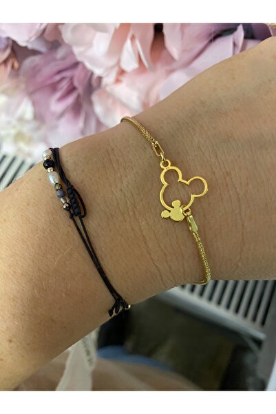 NO BRAND Brățară groasă din aur MICKEY MOUSE CUTIE, argint 925 placat cu aur,...
