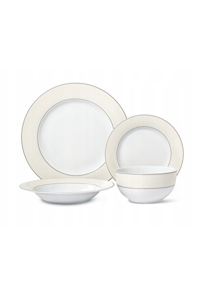 NO BRAND Serviciu de masă PORCELANĂ Complet Farfurii Boluri 24 piese pentru 6...