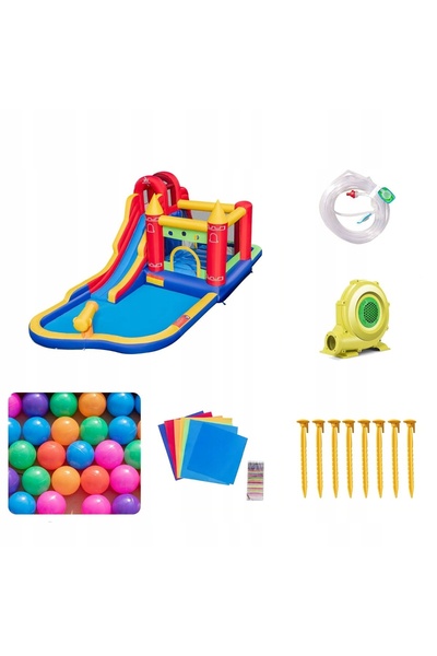 NO BRAND CASTEL ACVATIC GONFLABIL PENTRU COPII CU PISCINĂ ȘI TUNEL, CU SUFLAN...