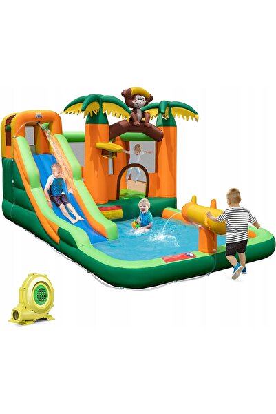 NO BRAND Castel gonflabil cu tobogan cu apă 490 x 290 x 220 cm + suflantă de ...