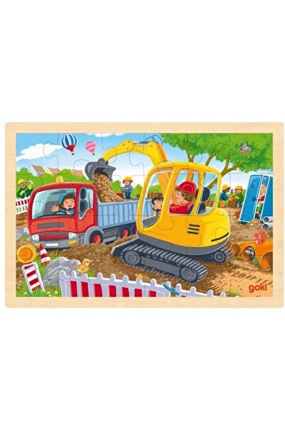 Goki Puzzle din lemn Excavator 24 piese.