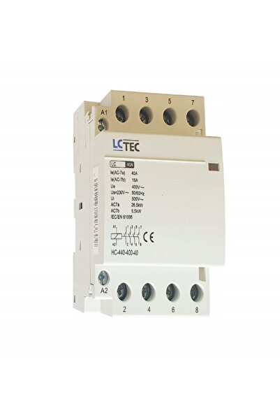 NO BRAND Contactor modul 3 module, 230V, 40A, 4NO, cu bobină, pentru șină DIN