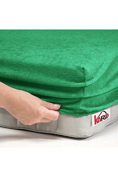 NO BRAND Cearșaf de pat din frotir cu elastic 80x200 verde iarbă gros 200g/m2...