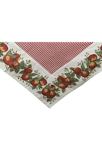 NO BRAND Față de masă cu model carouri și mere 100 cm x 100 cm