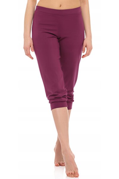 NO BRAND Merry Style Pantaloni capri 3/4 de damă din viscoză, Bordeaux, S
