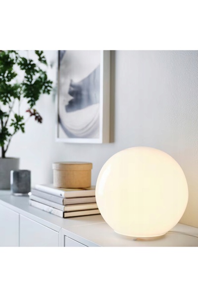 NO BRAND Lampă de masă Ikea FADO, glob de sticlă alb, modernă, LED, 25 cm
