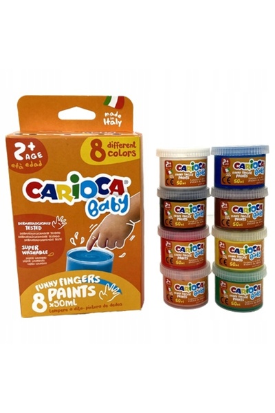 carioca Vopsele tempera pentru pictură cu degetele, 8 culori