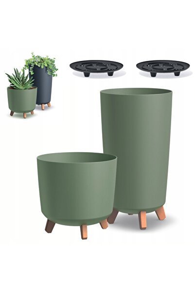 DIKEL 2x Ghiveci rotund cu picioare GRACIA DGTL240 + DGTL300L