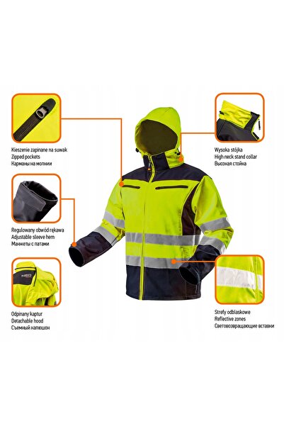 NEO Tools Jachetă de lucru NEO 81-700-XL softshell cu glugă, galbenă, mărimea...