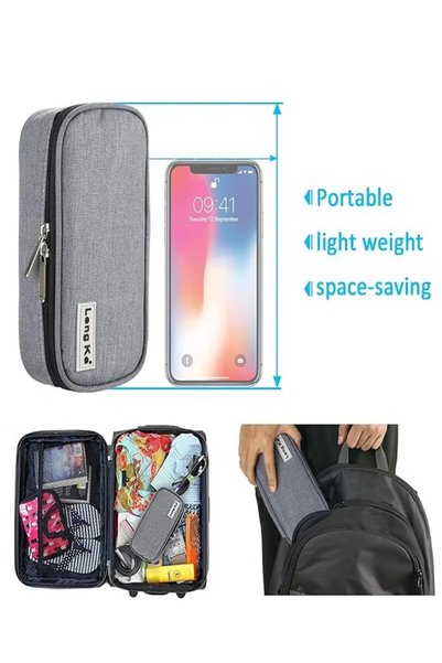 Jubilin Grey Insulin Cooler Travel Case, Diabetic Medication Organizer Bag for Pens & Vials, Bag Only