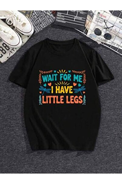 2BIR Plus Size Women's Black "Wait For Me I Have Little Legs" Text Print Crew...