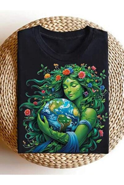 k222 Green Mother Nature Planet Tee, Cool Streetwear Style Women's Men's Unis...